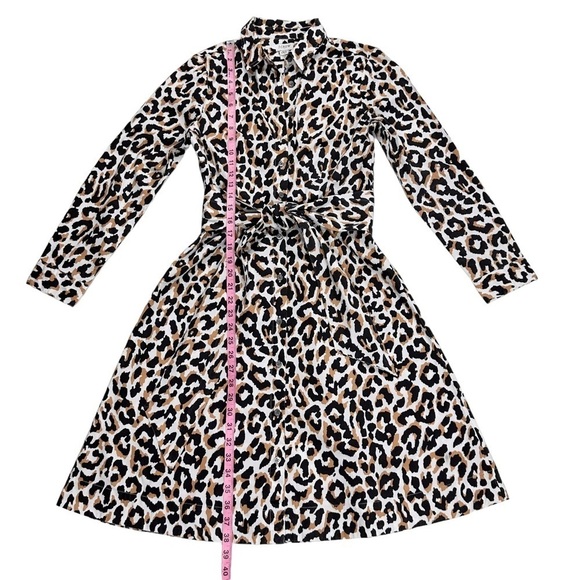 J. Crew leopard print tie-waist shirt dress pockets long sleeve buttons collar 2 - Picture 15 of 16